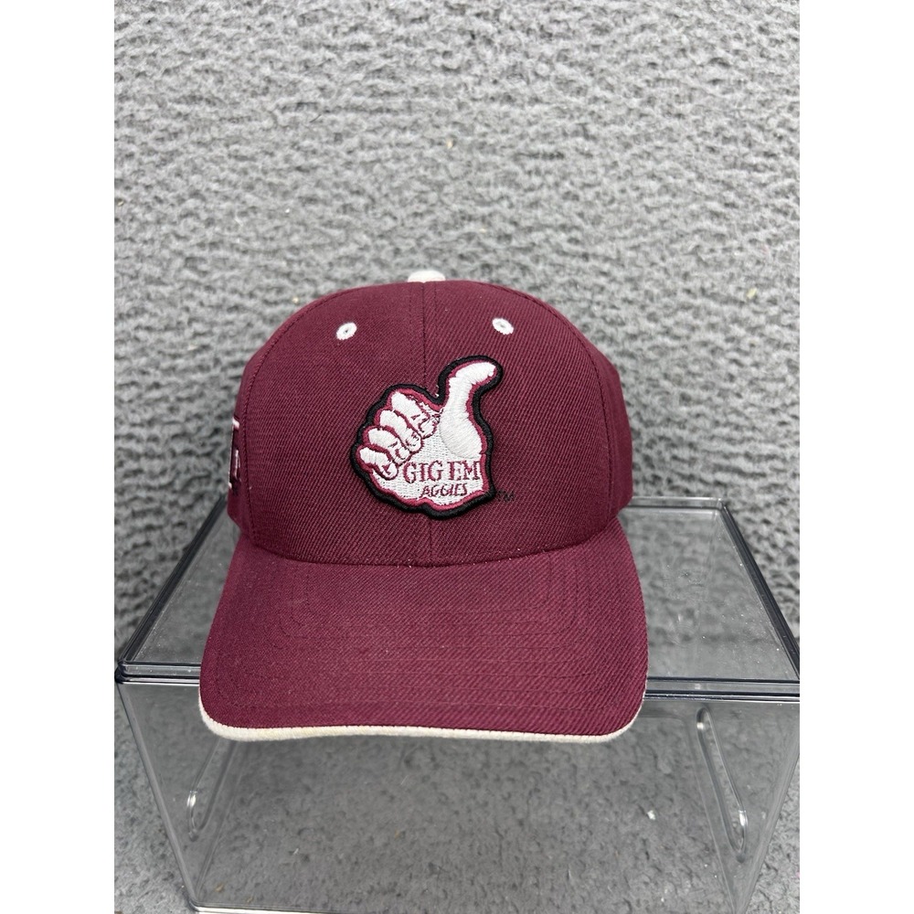 Vintage Texas A&M Aggies NCAA Thumb Up Logo Wool Blend Snapback Hat ATM Maroon
